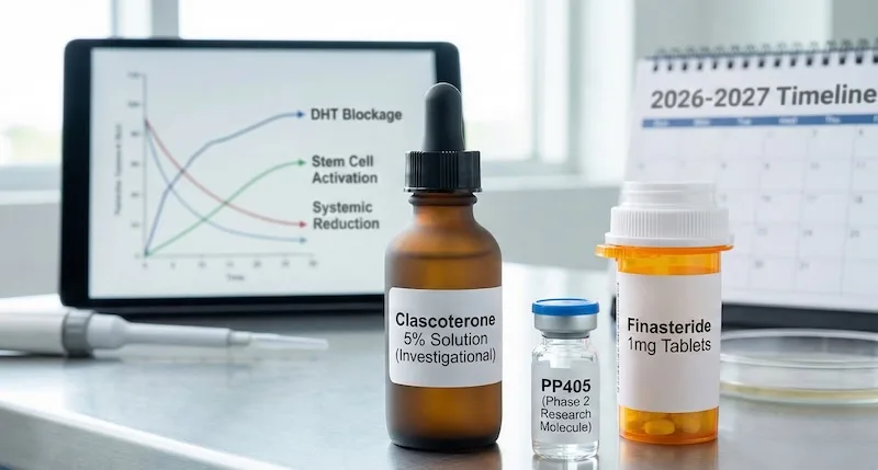 Clascoterone 5% vs. PP405 vs. Finasteride for Hair Problems