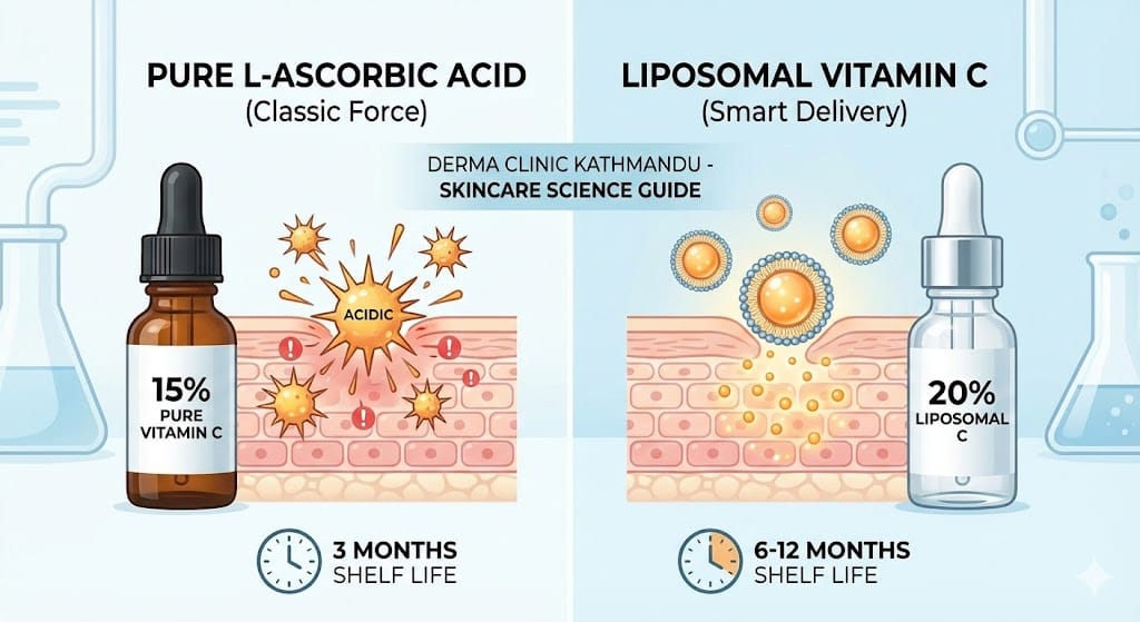 Vitamin C Skin Penetration differentiation Illustration