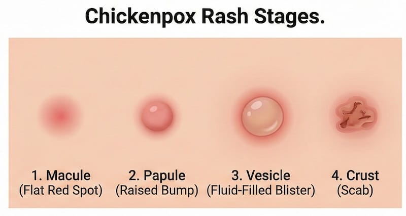 VZV Chickenpox Rashes Stages - Derma Clinic