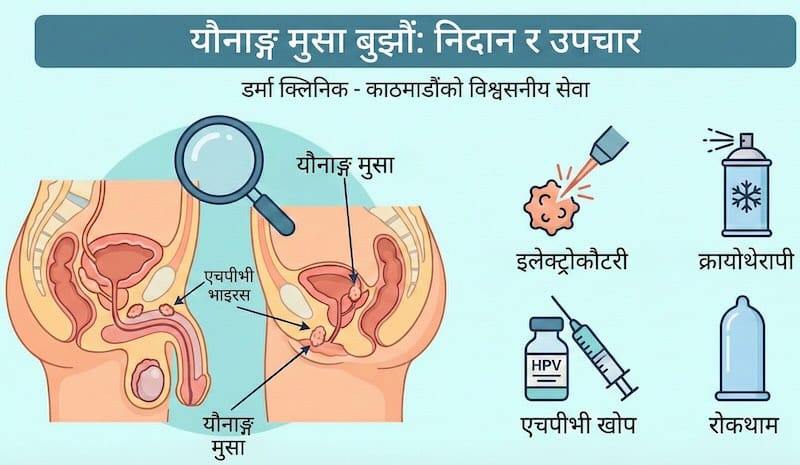 यौनाङ्गमा आउने मुसा (Genital Warts) Treatment in Derma Clinic Kathmandu