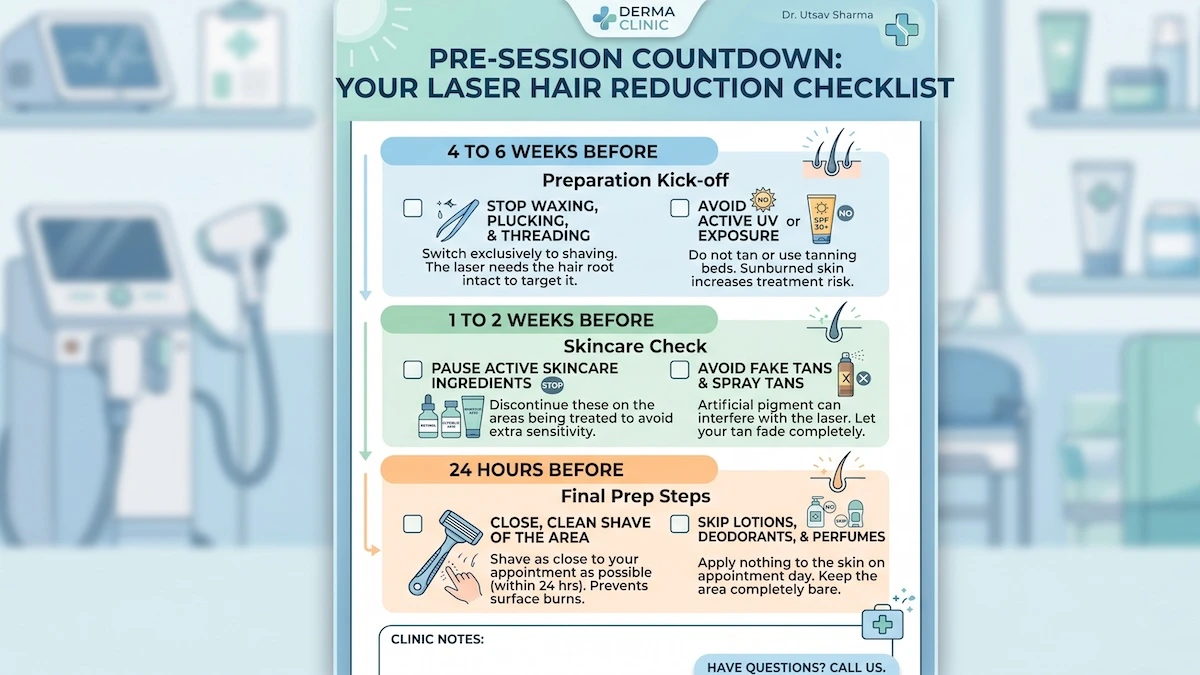 Derma Clinic Laser Hair Reduction Preparation Checklist